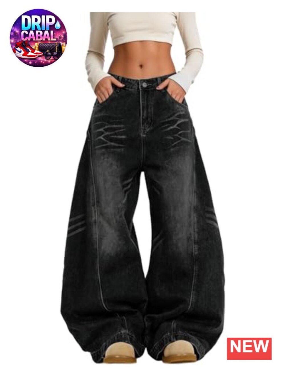 Baggy High Waist Wide Leg Y2K Denim Jeans Women Trendy Grunge Barrel Pants